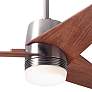 48" Modern Fan Velo Nickel Mahogany Damp Rated LED Fan with Remote