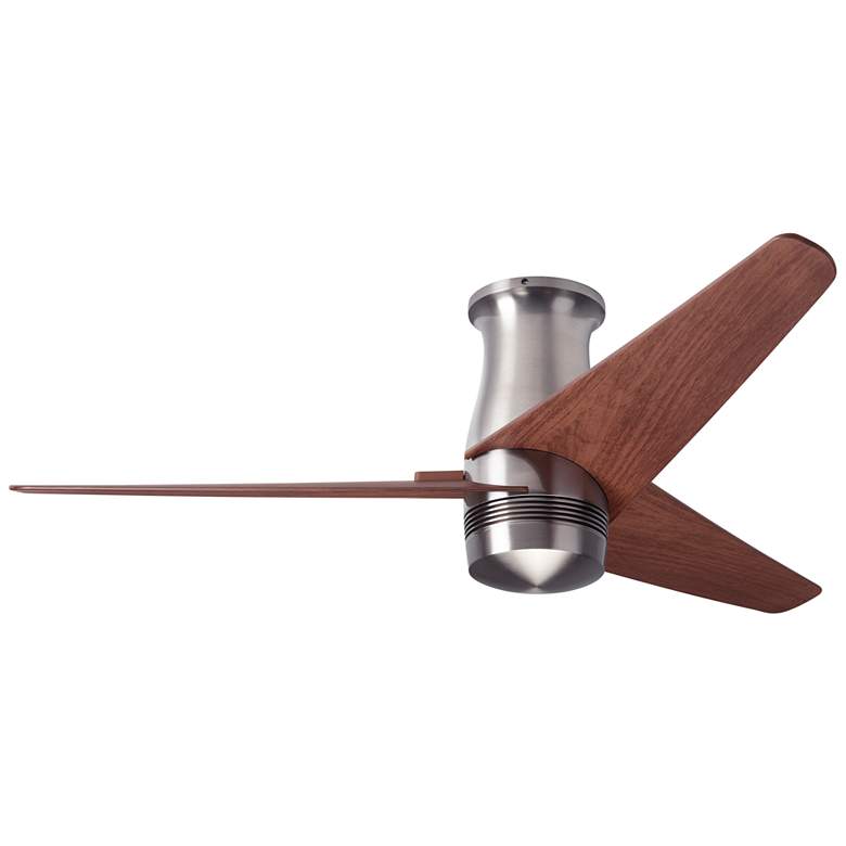Image 1 48" Modern Fan Velo Nickel Mahogany Hugger Damp Rated Fan with Remote