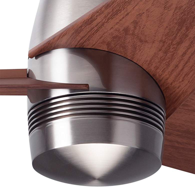 Image 2 48" Modern Fan Velo Nickel Mahogany Hugger Damp Rated Fan with Remote more views