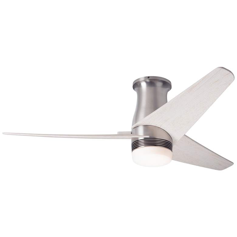 Image 2 48" Modern Fan Velo Nickel/Whitewash LED Damp Hugger Fan with Remote