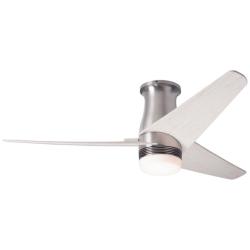 48&quot; Modern Fan Velo Nickel/Whitewash LED Damp Hugger Fan with Remote