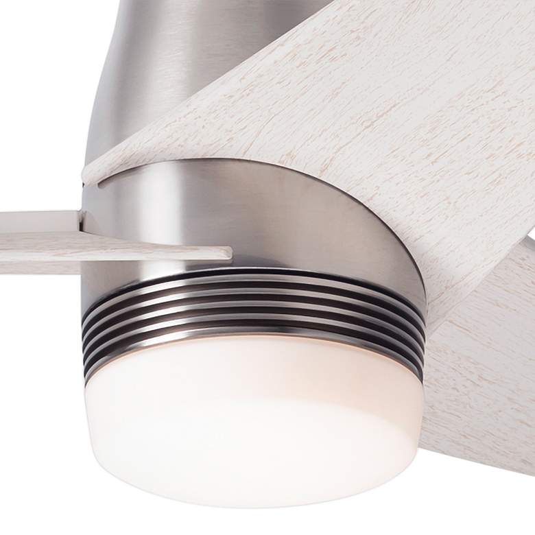 Image 3 48" Modern Fan Velo Nickel/Whitewash LED Damp Hugger Fan with Remote more views