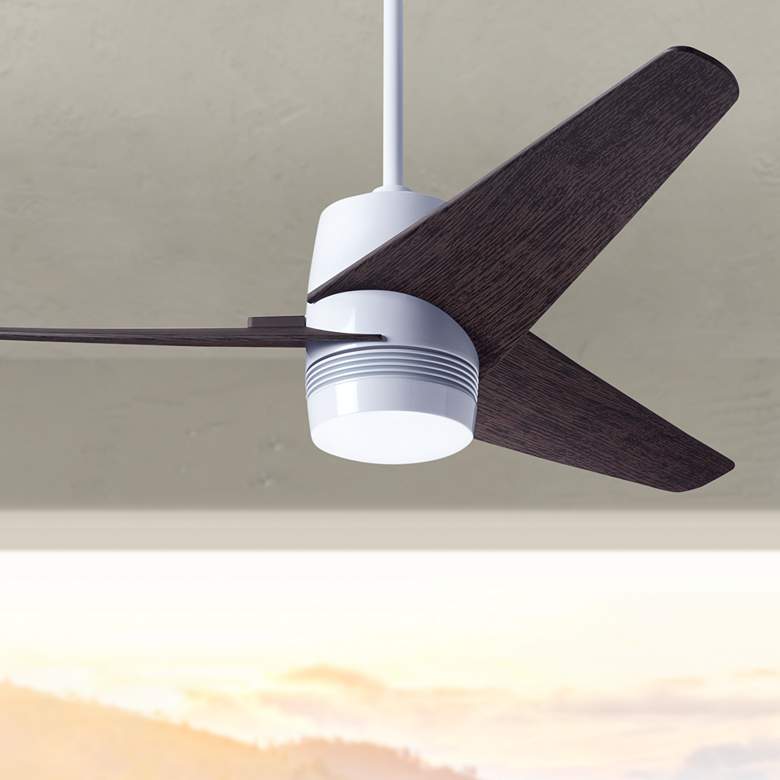 Image 1 48" Modern Fan Velo White Ebony Damp Rated Ceiling Fan with Remote