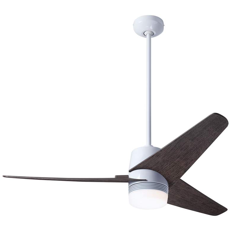 Image 2 48 inch Modern Fan Velo White Ebony Damp Rated LED Ceiling Fan with Remote