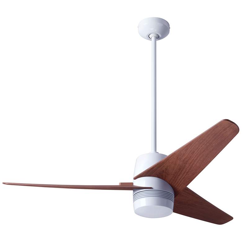 Image 2 48 inch Modern Fan Velo White Mahogany Modern Damp Rated Fan with Remote