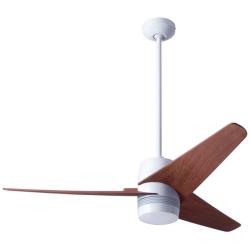 48&quot; Modern Fan Velo White Mahogany Modern Damp Rated Fan with Remote