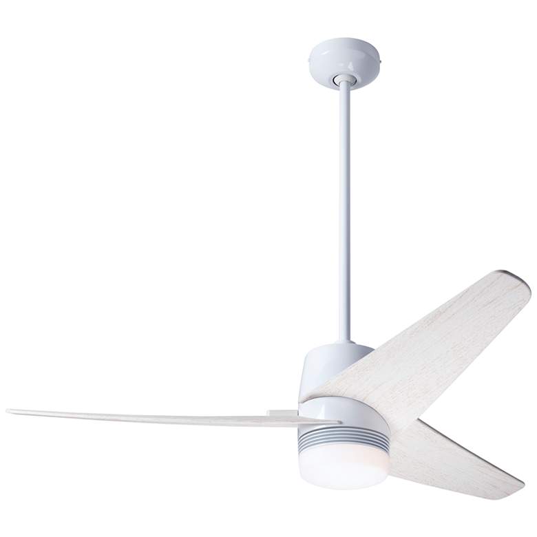 Image 2 48" Modern Fan Velo Whitewash LED Damp Rated Ceiling Fan with Remote