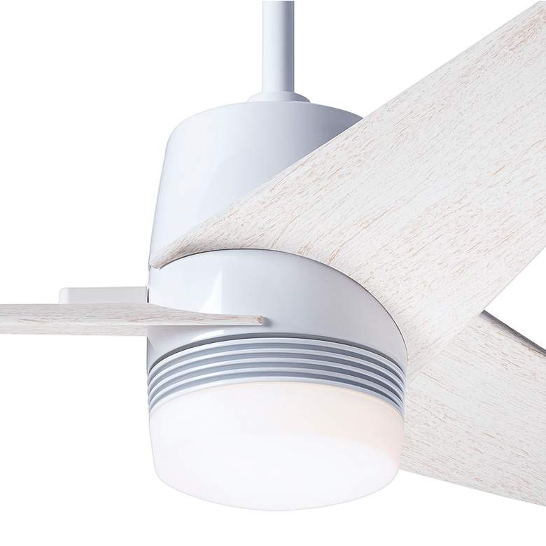 Image 3 48" Modern Fan Velo Whitewash LED Damp Rated Ceiling Fan with Remote more views