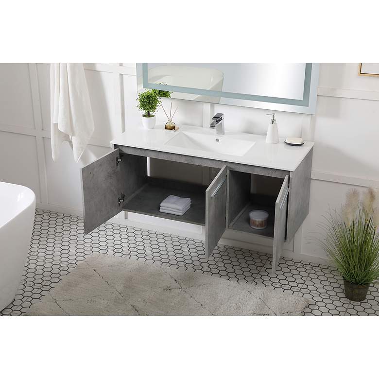Image 5 48 Inch Single Bathroom Floating Vanity - Concrete Grey more views