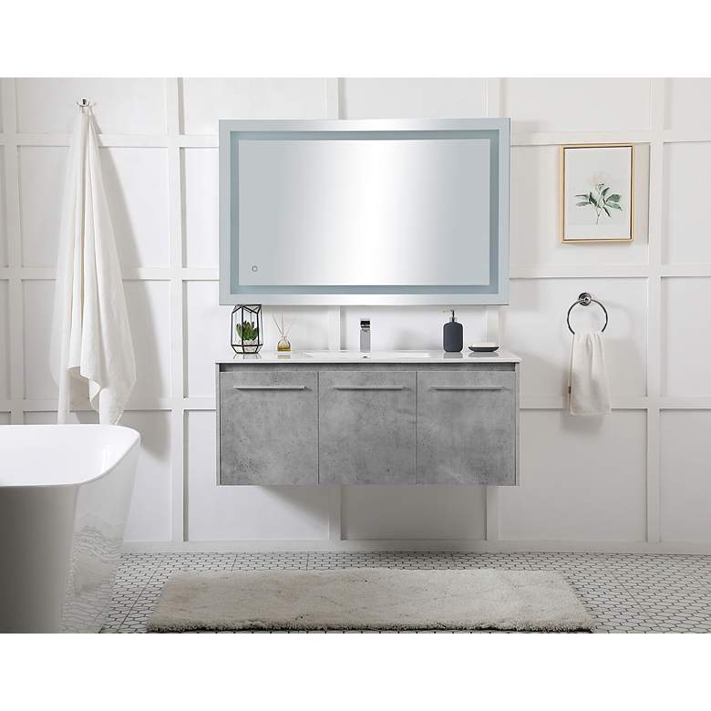 Image 7 48 Inch Single Bathroom Floating Vanity - Concrete Grey more views