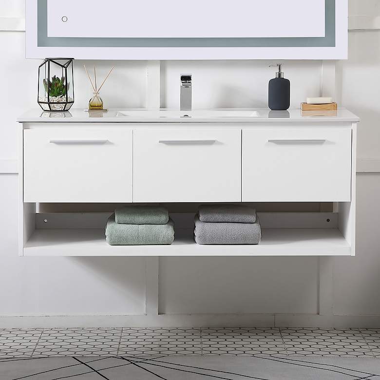 Image 1 48 Inch Single Bathroom Floating Vanity In White