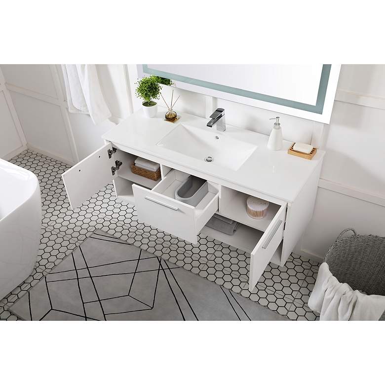 Image 5 48 Inch Single Bathroom Floating Vanity In White more views