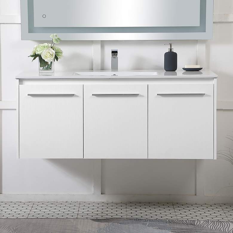 Image 1 48 Inch Single Bathroom Floating Vanity In White