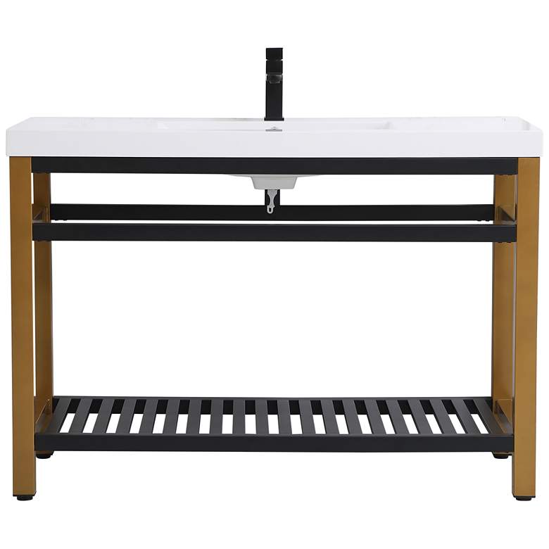 Image 1 48 Inch Single Bathroom Metal Vanity In Golden Black