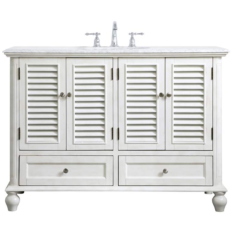 Image 1 48 Inch Single Bathroom Vanity In Antique White
