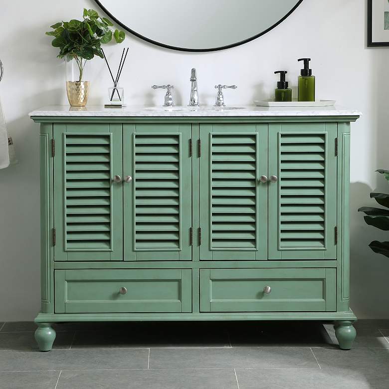 Image 1 48 Inch Single Bathroom Vanity In Vintage Mint