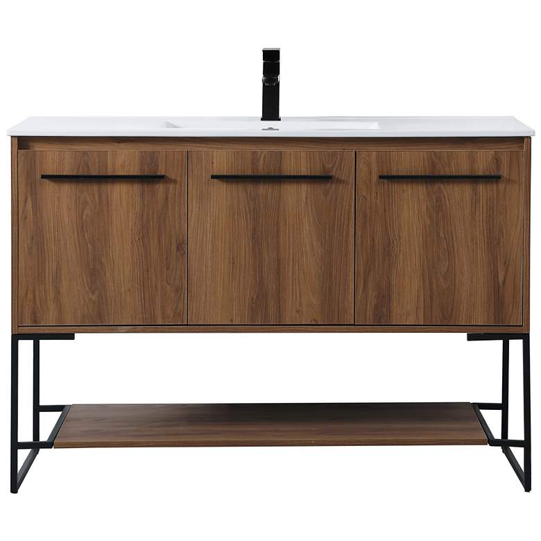 Image 1 48 Inch Single Bathroom Vanity In Walnut Brown