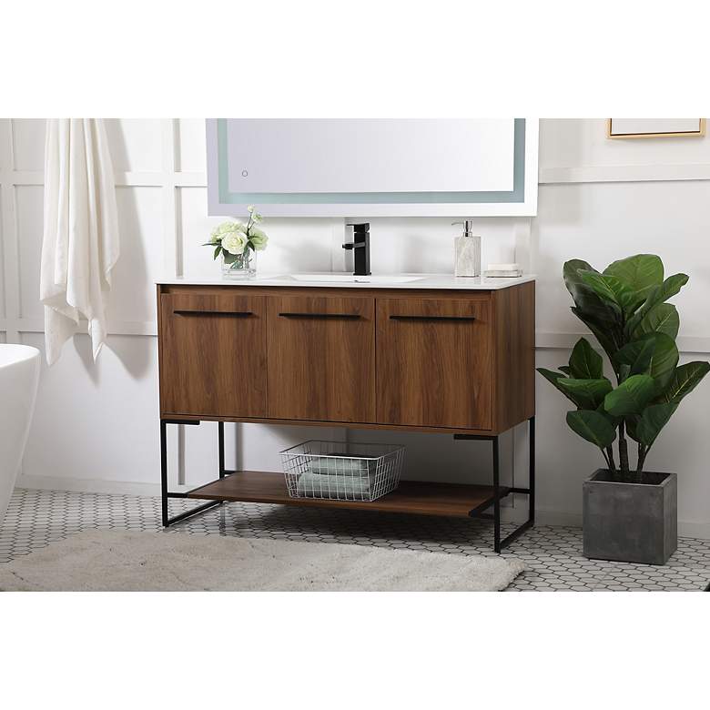 Image 4 48 Inch Single Bathroom Vanity In Walnut Brown more views