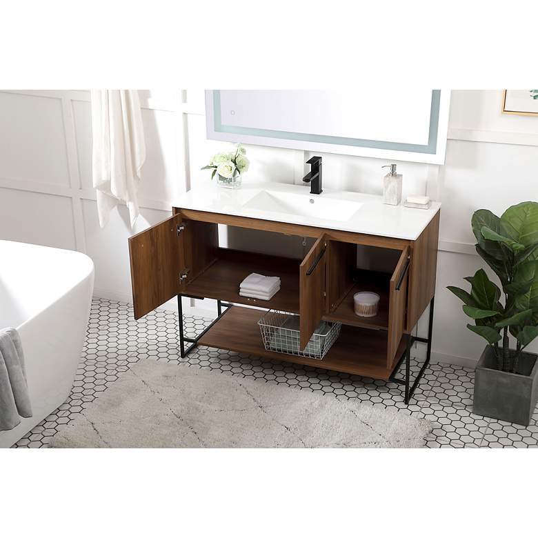 Image 5 48 Inch Single Bathroom Vanity In Walnut Brown more views