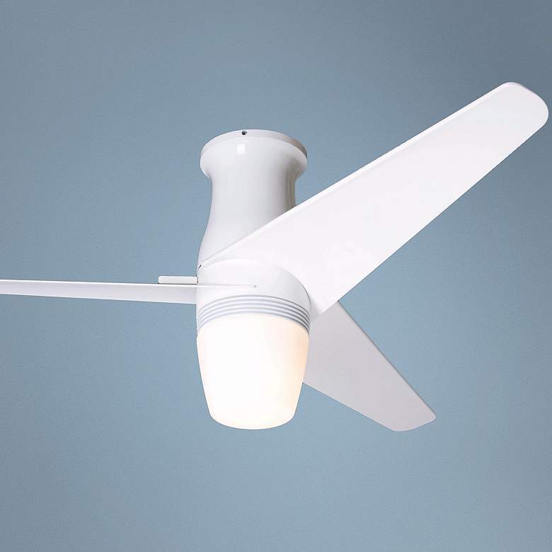 Image 1 48 inch  Velo Gloss White Hugger Ceiling Fan with Light Kit