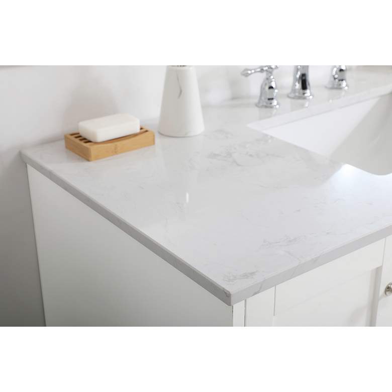 Image 3 48-Inch White Single Sink Bathroom Vanity, Calacatta White Quartz Top more views
