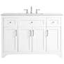 48-Inch White Single Sink Bathroom Vanity With White Calacatta Quartz Top