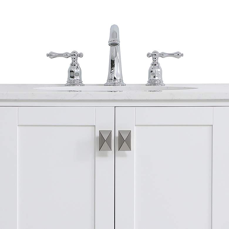 Image 4 48-Inch White Single Sink Bathroom Vanity With White Calacatta Quartz Top more views