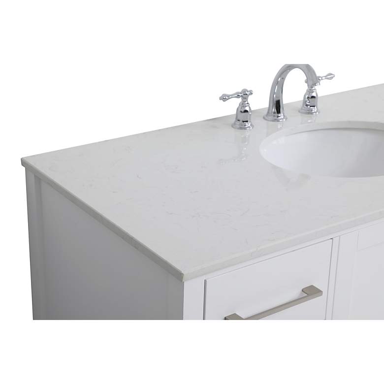 Image 5 48-Inch White Single Sink Bathroom Vanity With White Calacatta Quartz Top more views