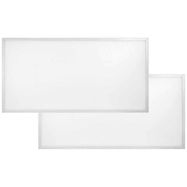 Image 1 48 inch Wide White 5000K LED Flat Panel Ceiling Light Set of 2