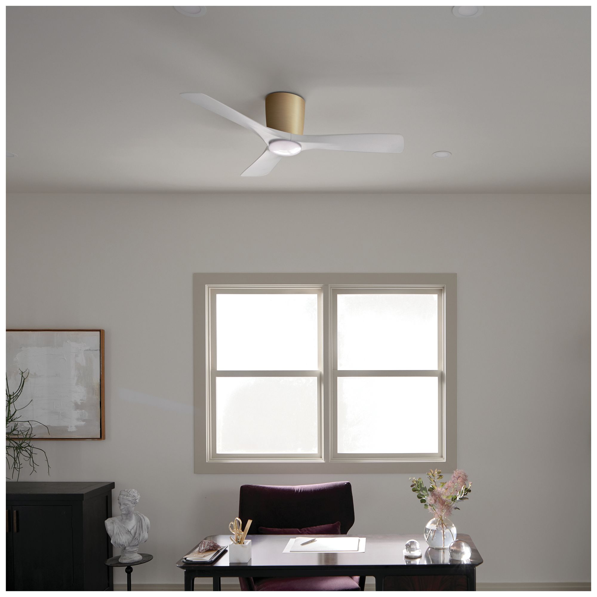 Image 3 48" Volos 3-Blade Champagne Bronze Ceiling Fan with Matte White Blades more views