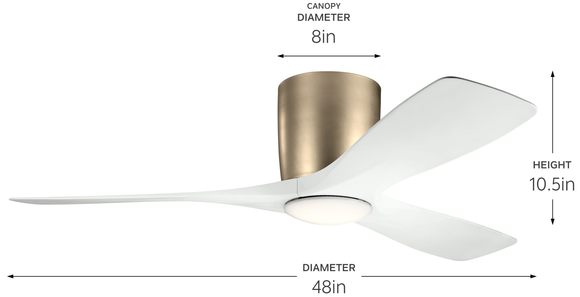 Image 6 48" Volos 3-Blade Champagne Bronze Ceiling Fan with Matte White Blades more views