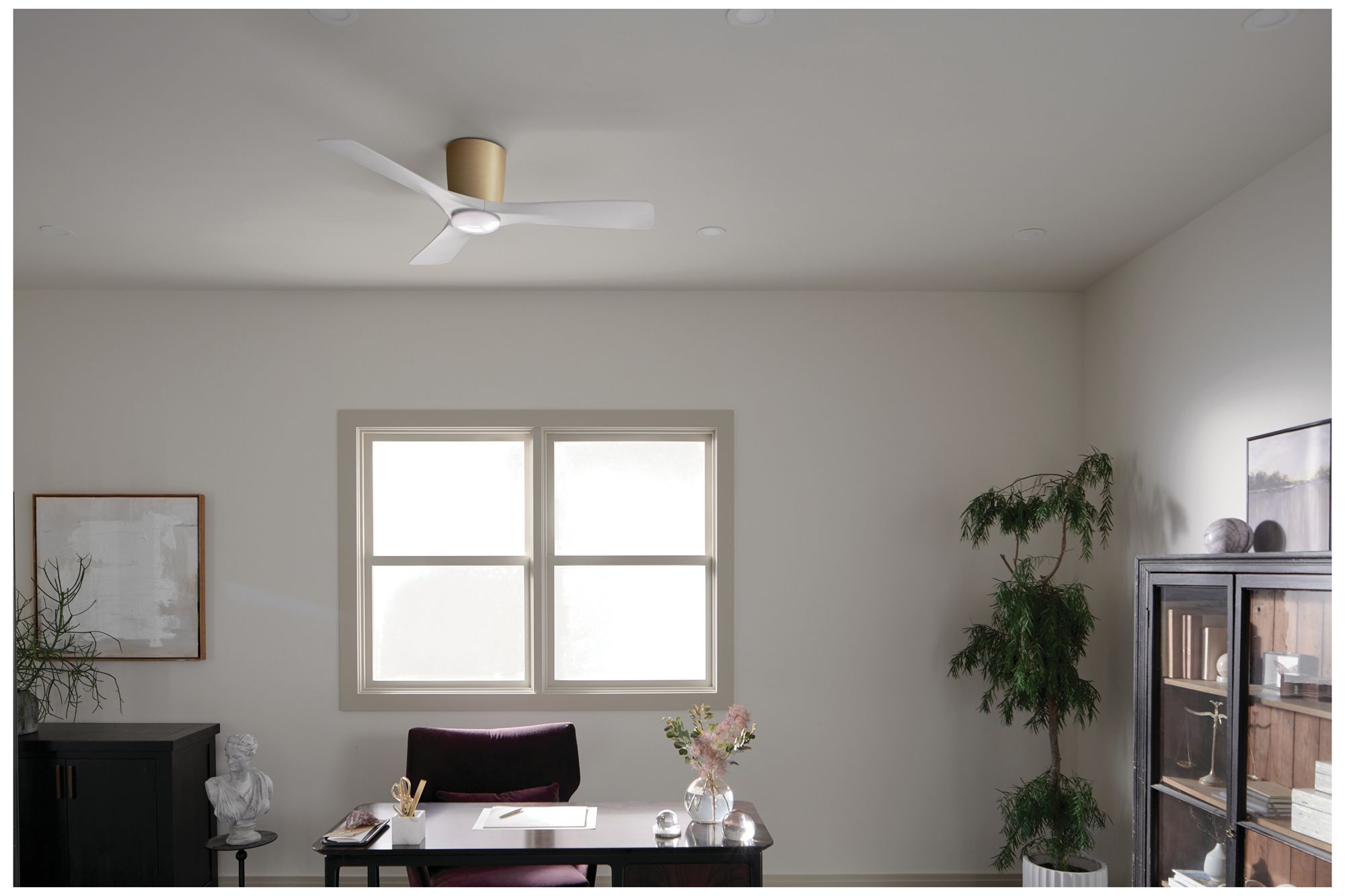 Image 7 48" Volos 3-Blade Champagne Bronze Ceiling Fan with Matte White Blades more views