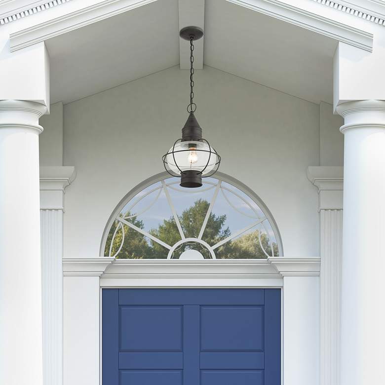 Image 1 Newburyport 16 3/4" High Charcoal Outdoor Hanging Light in scene