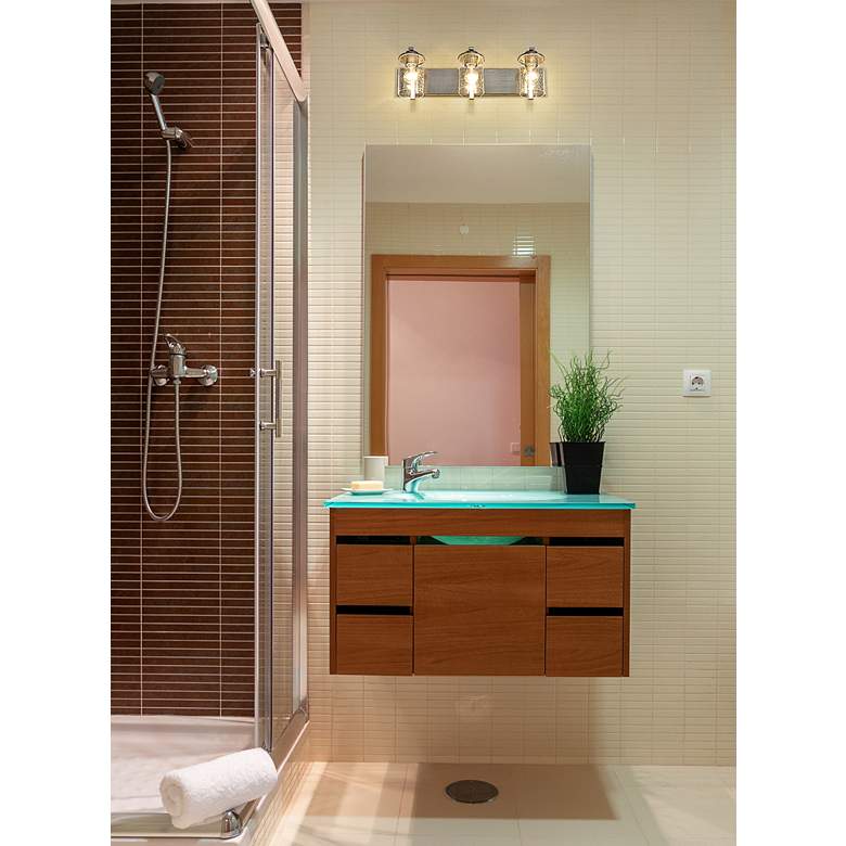 Image 1 Beckett 23" Wide Brushed Nickel 3-Light Vanity Bath Light in scene