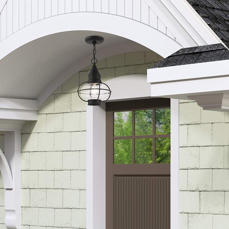 Image 1 Newburyport 11 3/4" High Black Outdoor Hanging Light in scene