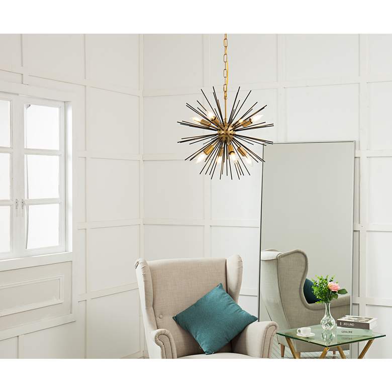 Image 1 Timber 20" Wide Brass and Black 8-Light Sputnik Pendant in scene