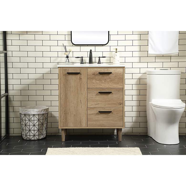 Image 1 Elegant Baldwin 30 In. Bathroom Vanity In Natural Oak in scene