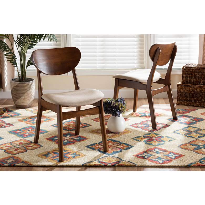 Image 1 Baxton Studio Katya Sand Fabric Dining Chairs Set of 2 in scene
