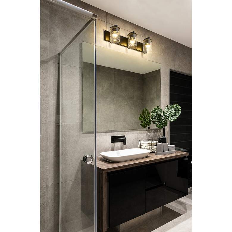 Image 1 Beckett 23" Wide Matte Black 3-Light Bath Light in scene