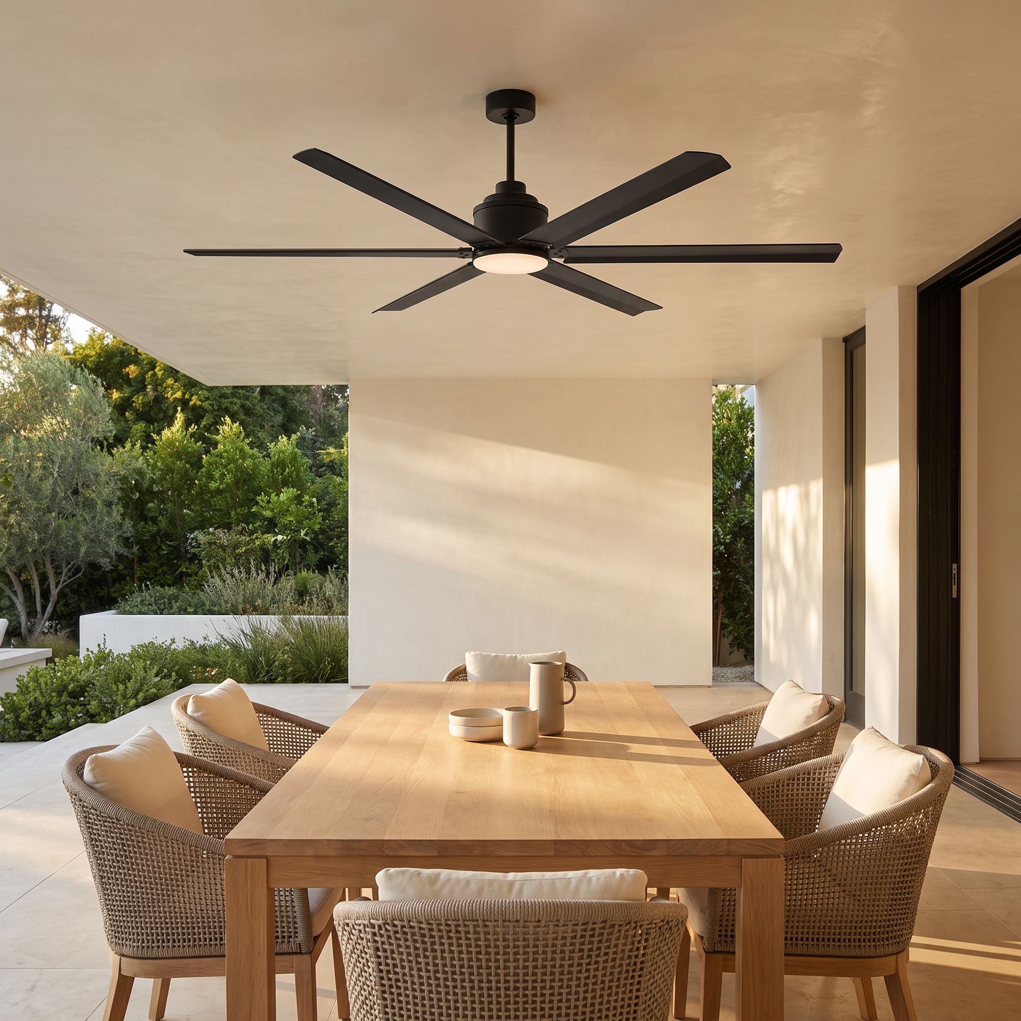 Image 1 65" Casa Vieja Ultra Breeze Black Wet LED Ceiling Fan with Remote in scene