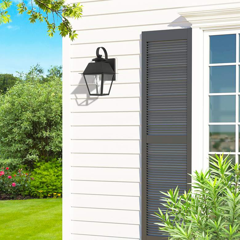 Image 1 Wentworth 12 1/2" High Black Outdoor Lantern Wall Light in scene