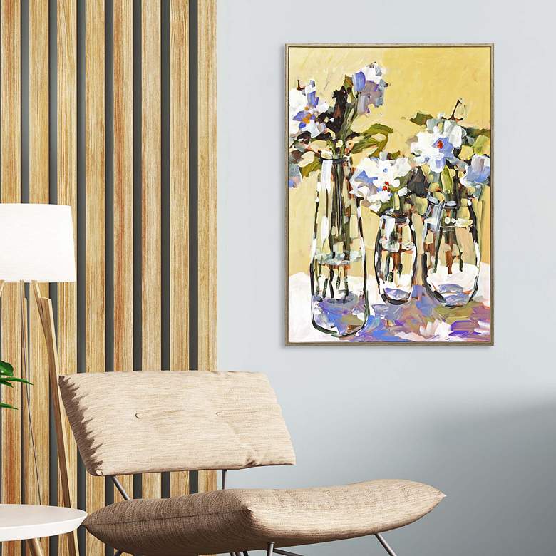 Image 1 Three Flower Vases 36"H Framed Giclee Hand-Finished Wall Art in scene