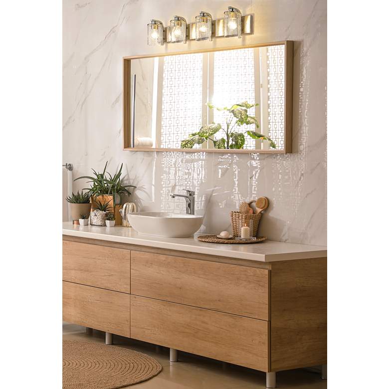 Image 1 Beckett 34 inch Wide Brushed Nickel 4-Light Vanity Bath Light in scene