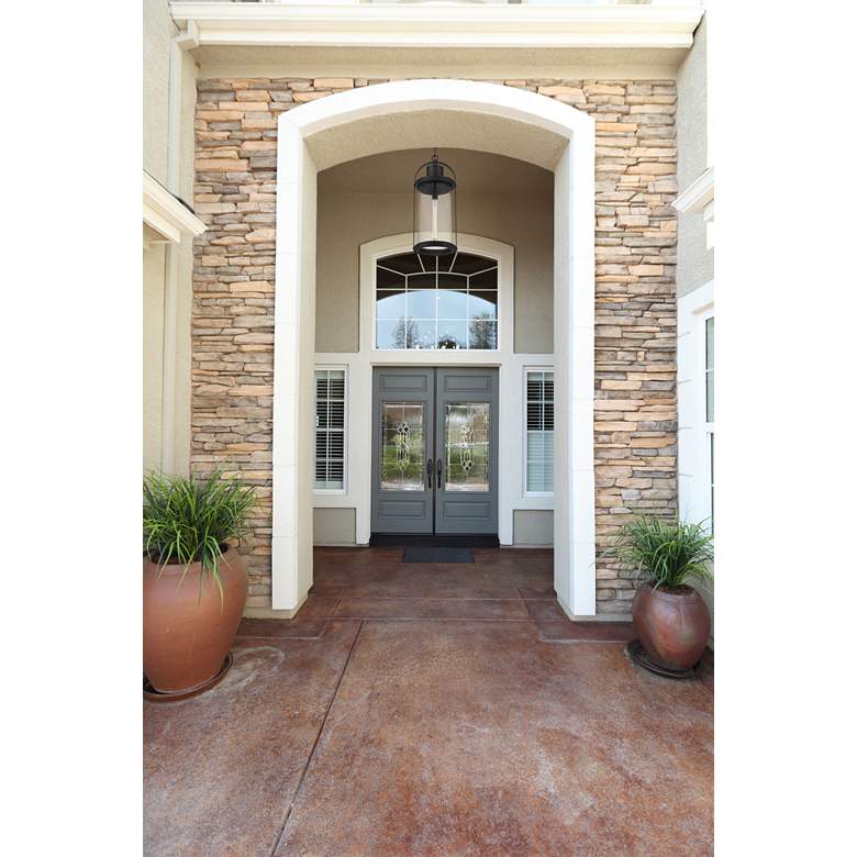 Image 1 Roundhouse 28 1/4" High Black Outdoor Hanging Light in scene