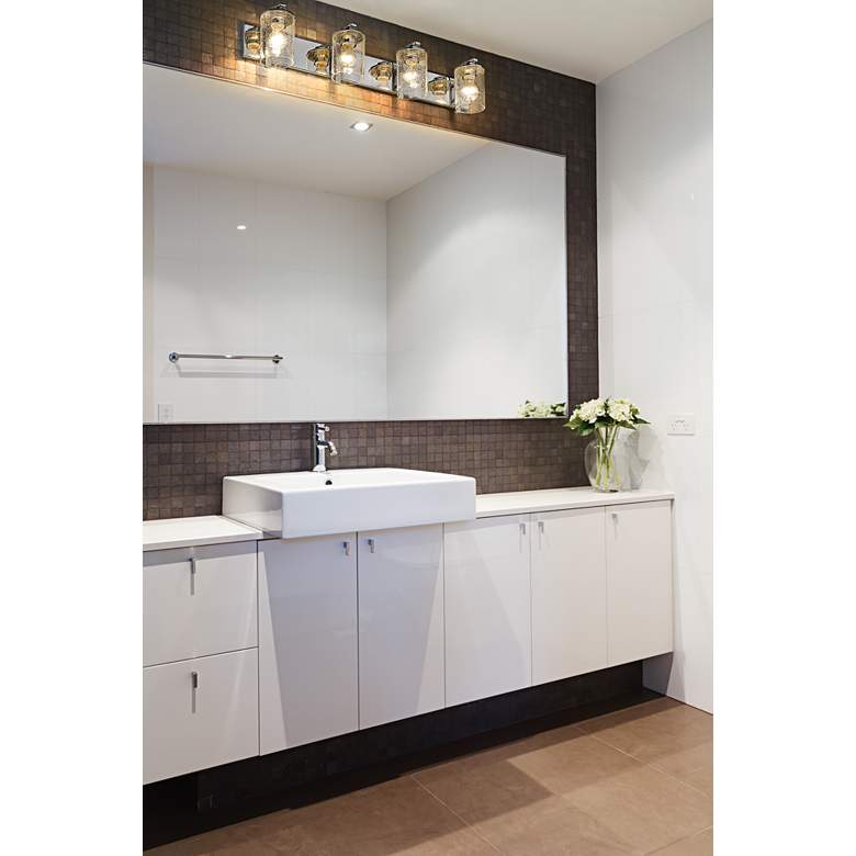 Image 1 Beckett 34" Wide Chrome 4-Light Vanity Bath Light in scene