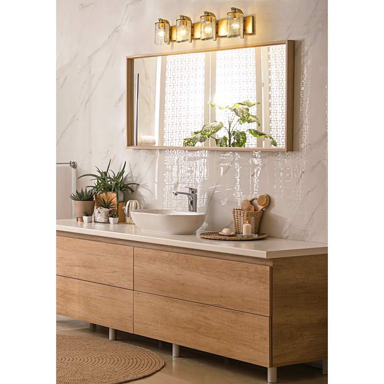 Image 1 Beckett 34" Wide Olde Brass 4-Light Vanity Bath Light in scene
