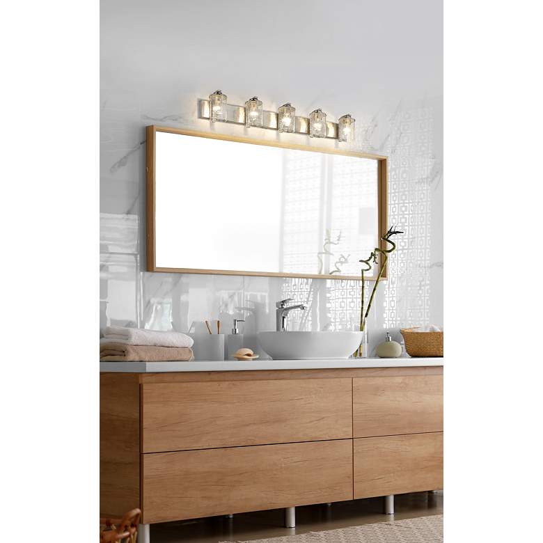 Image 7 Z-Lite Beckett 42 inch Wide Brushed Nickel 5-Light Vanity Bath Light in scene