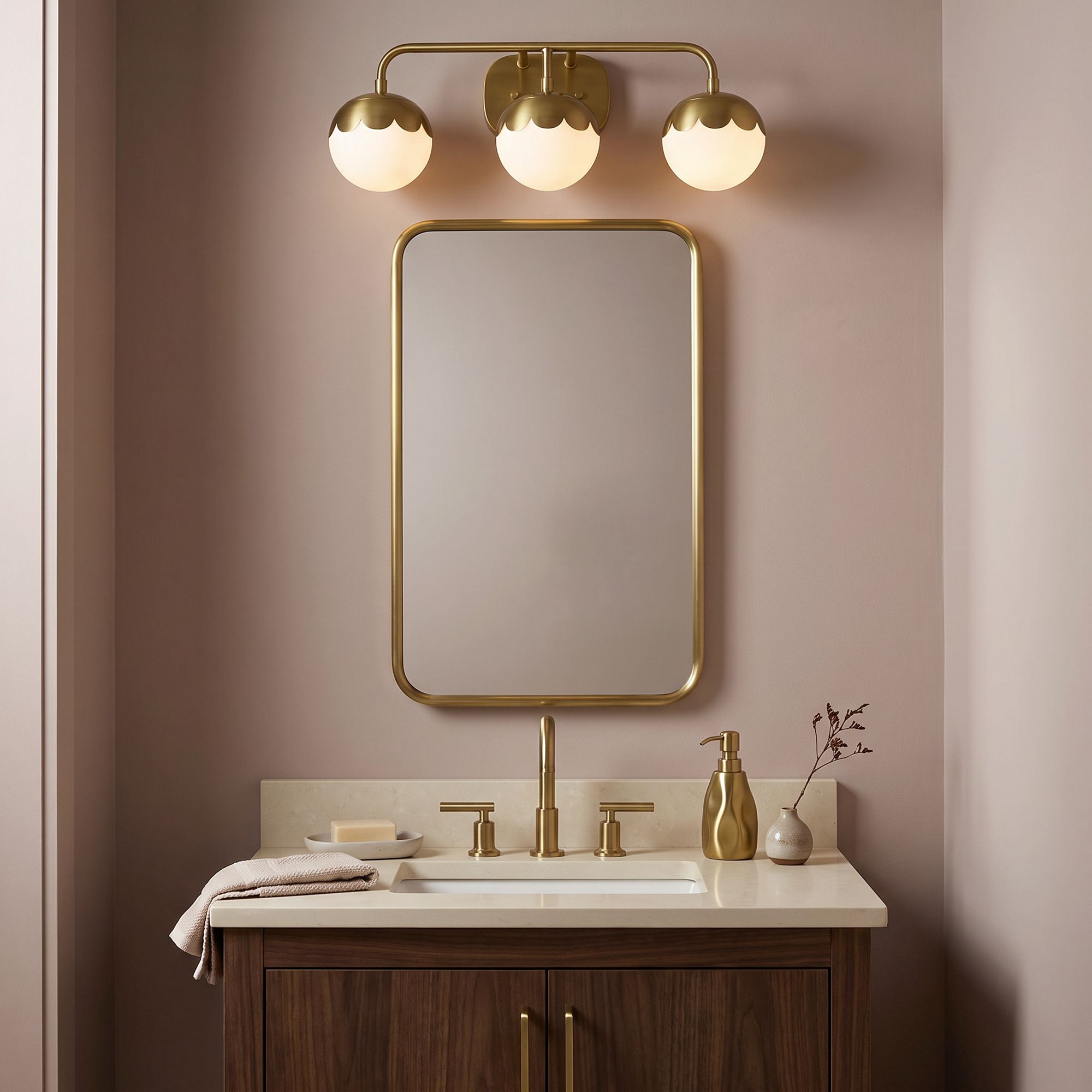 Image 1 Camila 22 1/2" Wide Antique Brass 3-Light Bath Light in scene