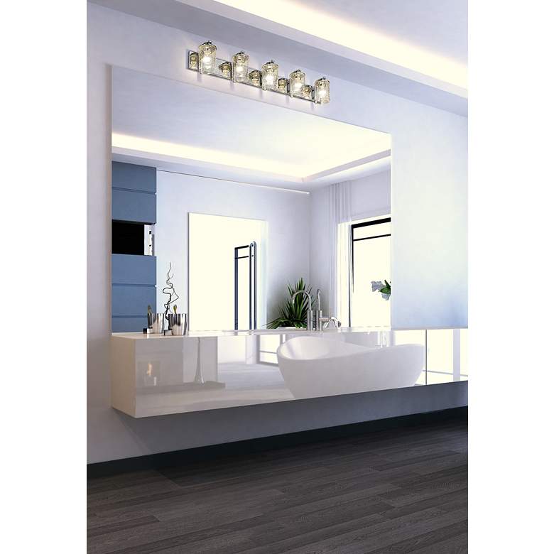 Image 1 Beckett 42 inch Wide Chrome 5-Light Vanity Bath Light in scene