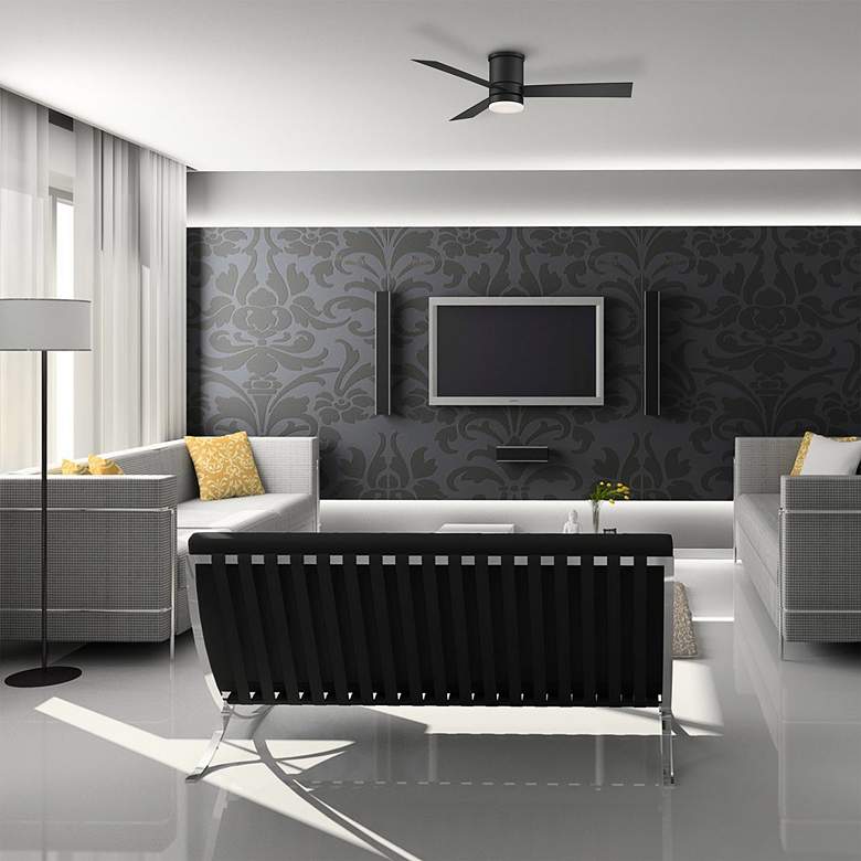 Image 1 52" Modern Forms Axis Black LED Smart Hugger Ceiling Fan in scene